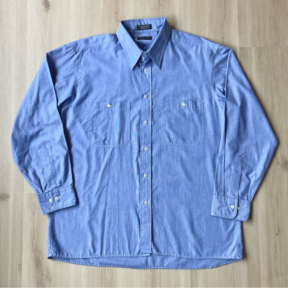 16.5/32-33 Christian Dior Monsieur Blue Button Down Dress Shirt